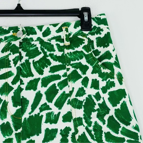 Maeve Anthropologie 32 Shorts Green White Gardener Cargo High Rise Abstract - Picture 5 of 9